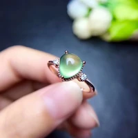meibapj natural green prehnite gemstone trendy ring for women real 925 sterling silver charm fine jewelry
