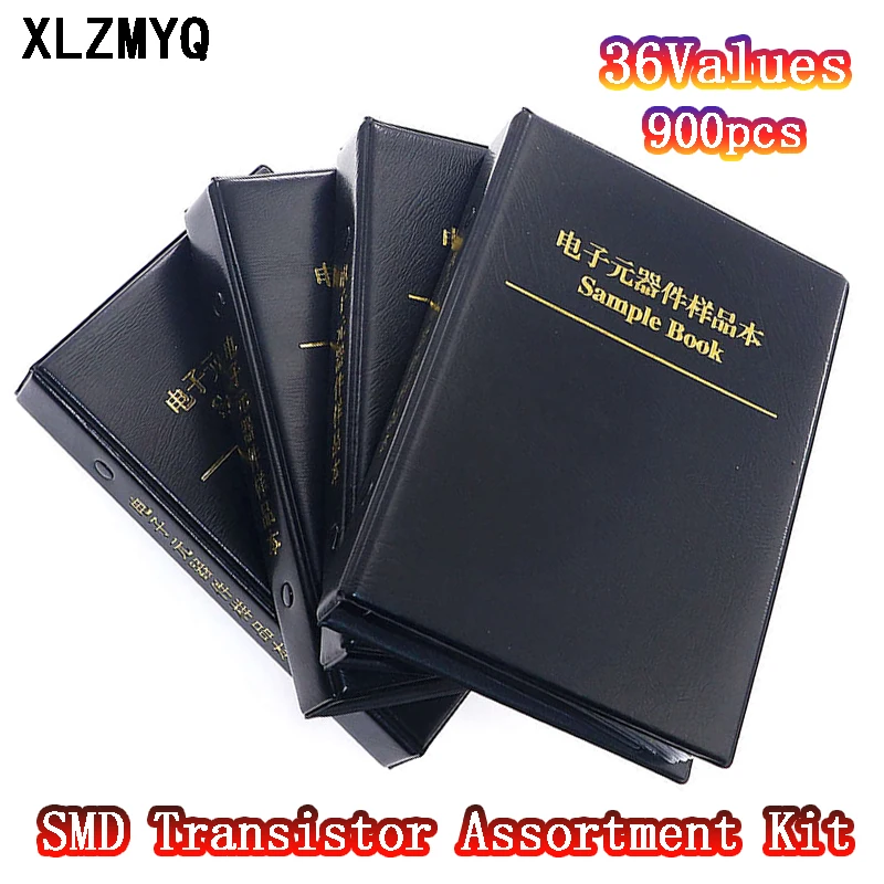 

900Pcs SMD Transistor Assortment Kit 36Values x 25pcs Assorted Sample Book 2N2222 2N2907 2N3904 2N3906 S8050 S8550 A1015 C1815