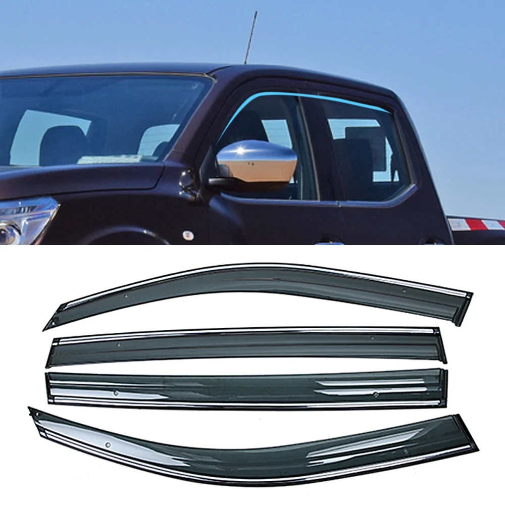 

For NISSAN Navara D23 Series 2014-2019 Car Window Sun Rain Shade Visors Shield Shelter Protector Cover Trim Frame Sticker