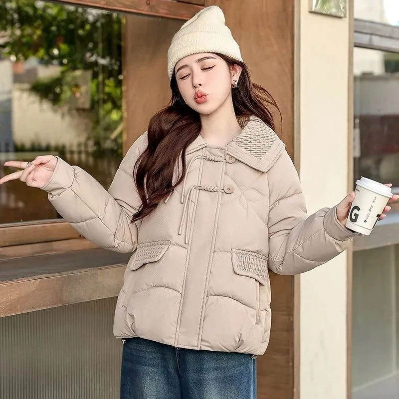 Двухслойная Женская куртка Xiaoxiangfeng с кукольным воротником подкладка из хлопка