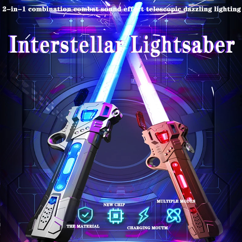 

7 Colors RGB Laser Sword Retractable Flash Lightsaber Toys Hand Spinner Type-C Rechargeable Cosplay Prop Luminous Toy For Kids