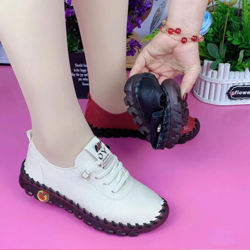 

2022 New Sneakers Women Shoes Platform Loafers Lace Up Leather Flat Slip-On New Spring Casual Mom Shoe Mujer Zapatos De Mujer
