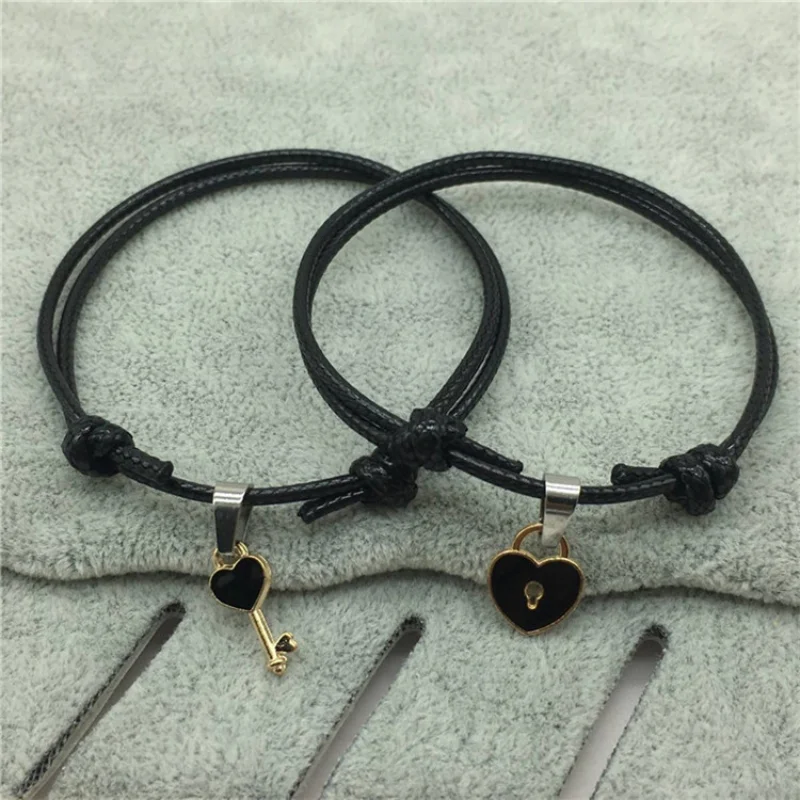 Matching Puzzle Couple Heart Lock Bracelet and Key Pendant Necklace for  Lover Jewelry Gift - AliExpress