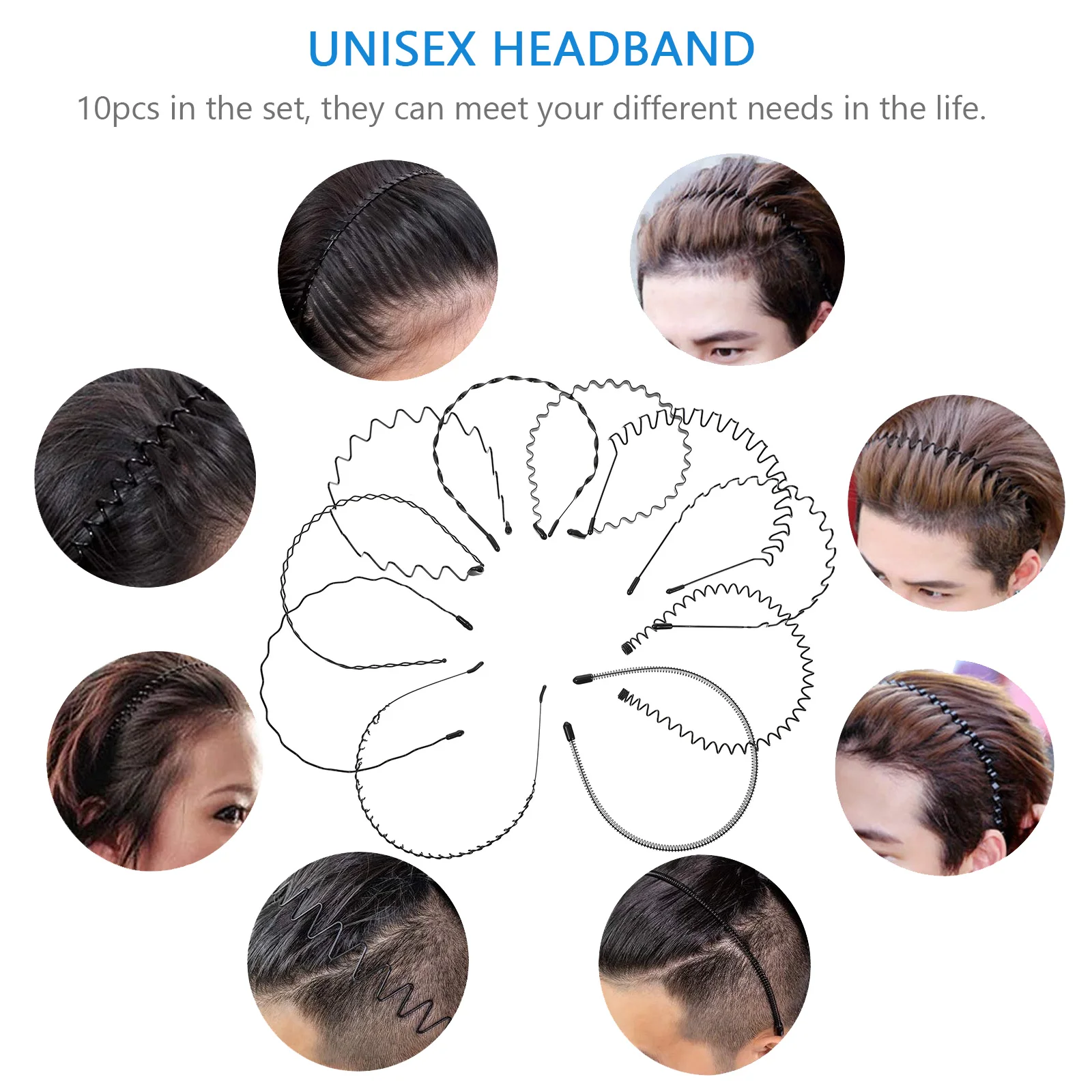 

10 шт., мужские кольца для волос