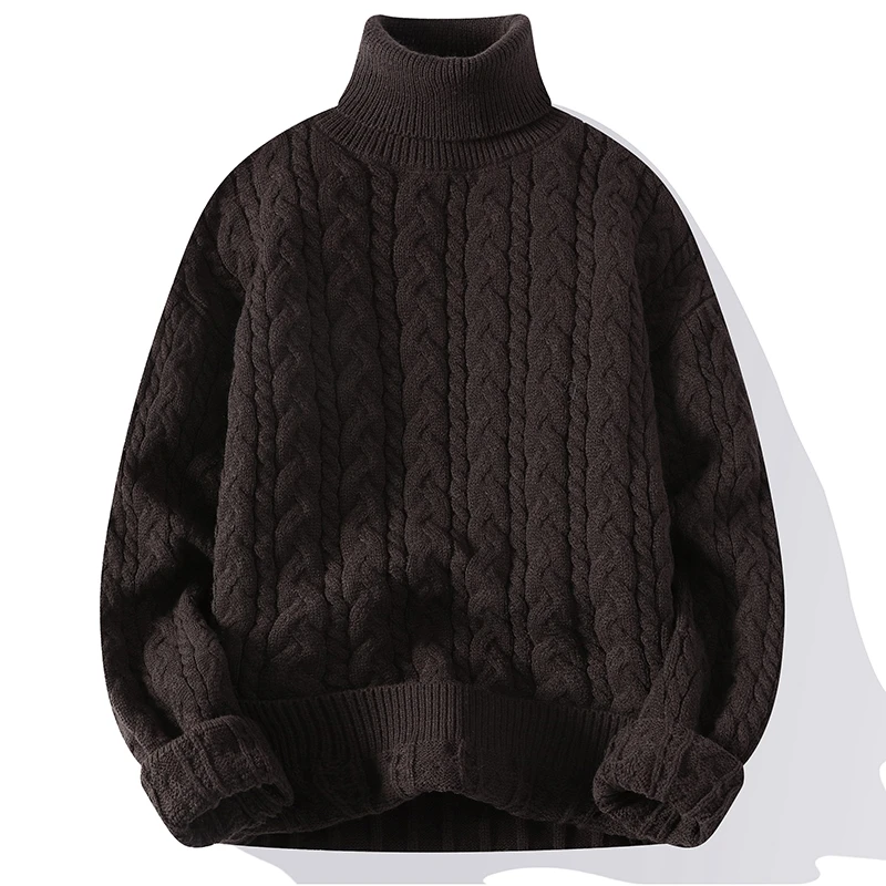 High Neck Men Turtleneck Pullover Sweater Knitted Men Fashion Clothing Solid Color Warm Jumper Top Homme