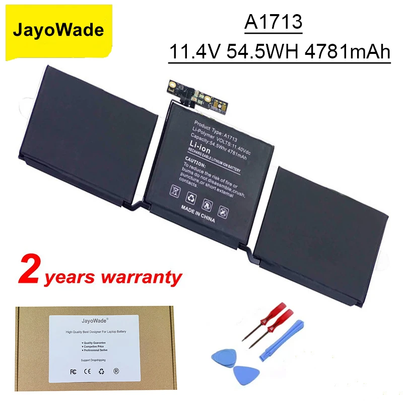 Аккумулятор JayoWade A1713 для ноутбука, 4781 мАч, для Apple MacBook Pro 13 дюймов, A1708 2016 2017 EMC 2978 3164 020-00946 MLL42LL, аккумулятор