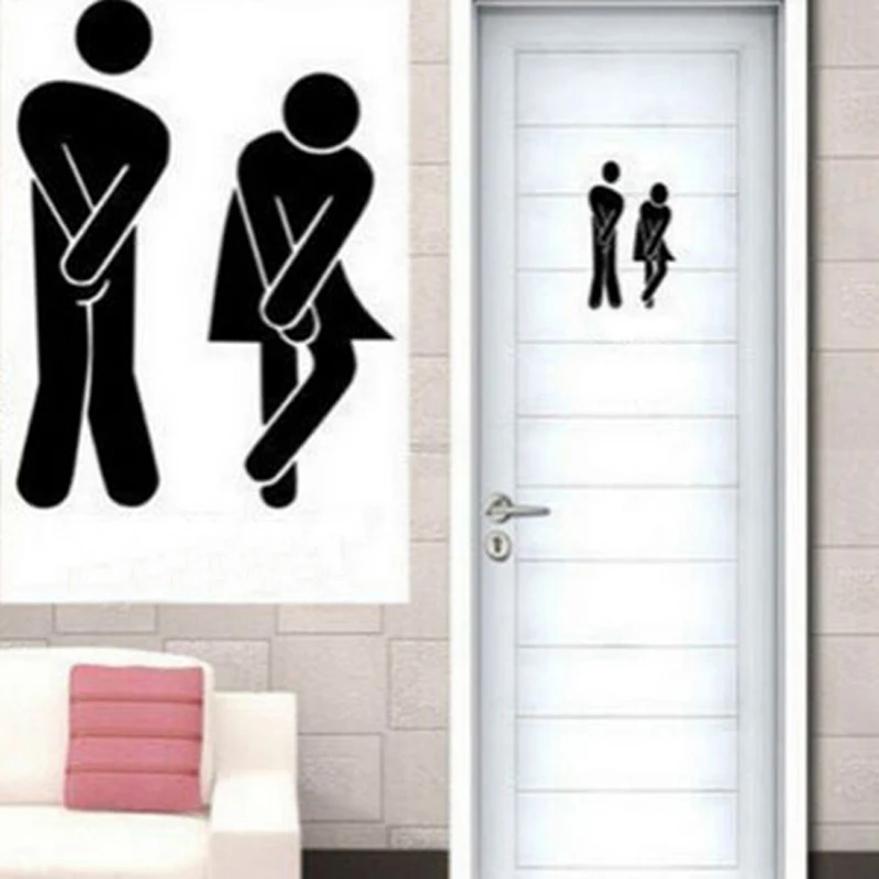 

Toilet Bathroom Door Wall Sticker DIY Toilet Door Sign Waterproof Self-adhesive Removable Wall Sticker Home Decor Wall Decal