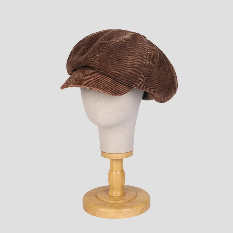 

Men and Women Retro Beret Do Old Washed Corduroy Octagon Cap Casual Personality Duck Tongue Cap Newsboy Cap Painter Cap