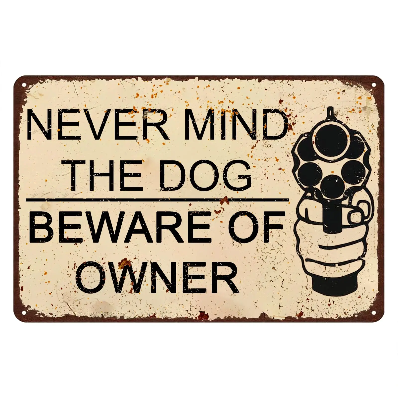 Винтажный металлический знак никогда не против собака Остерегайтесь владельца