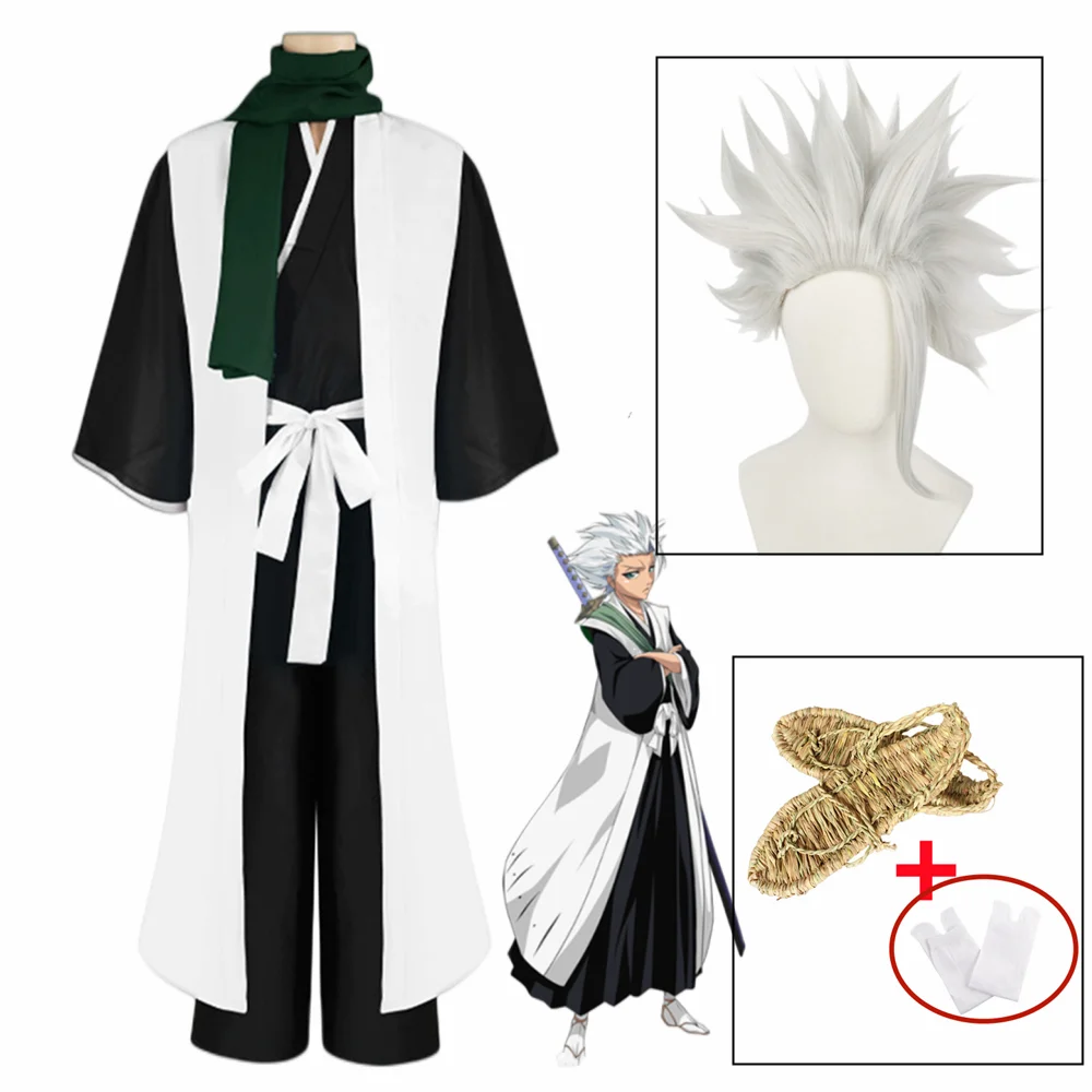 

Bleach Hitsugaya Toushirou Cosplay Costume Anime Thousand-Year Blood War Arc Captain of the 10th Division Black Uniform Scarf Cl