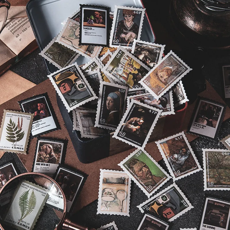 

100 шт., декоративные наклейки-штампы в винтажном стиле