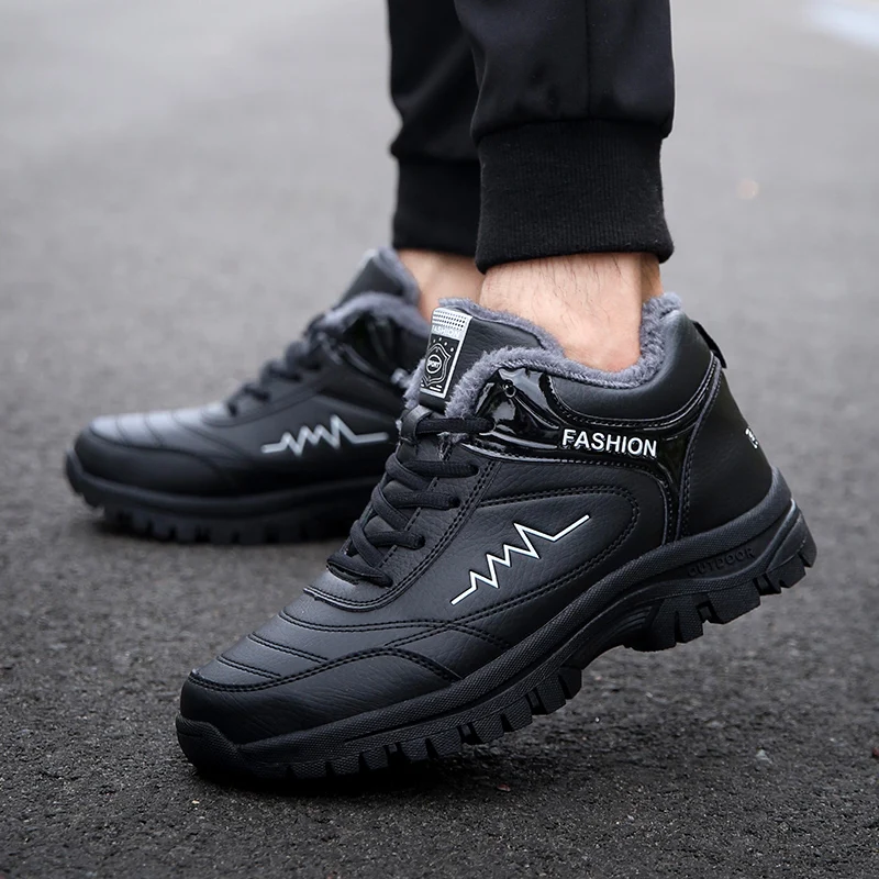 Men Fashion Winter Shoes Comfortable Soft Warm Hiking Boots Thick Wear-resistant Non-slip Waterproof