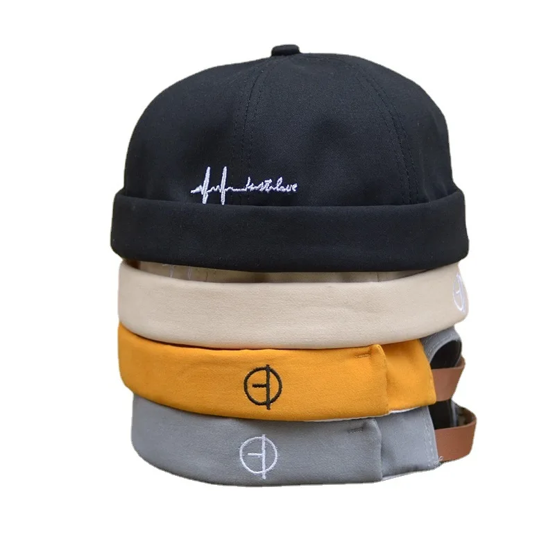 

Hat men's fashion spring and autumn landlord hat melon skin hat women's brimless hooligan hat hip hop retro yuppie sailor hat