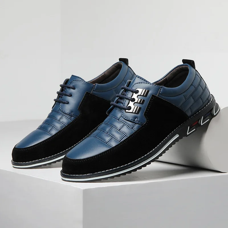 

Men Leather Shoes High Quality Elastic Band Fashion Design Solid Tenacity Comfortable Men's Shoes Big Sizes 50 mens shoes