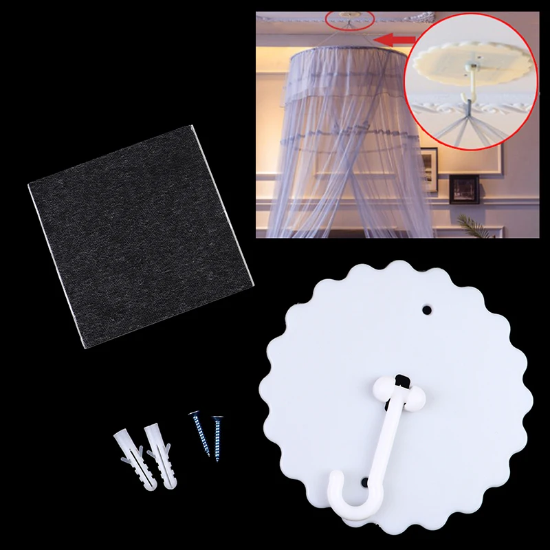 

12cm Ceiling Sticky Hook, Mosquito net Hanger Accessories, Dual Function Sticky and Screw Hook, Nail Suckers, Sunction Cup Hooks