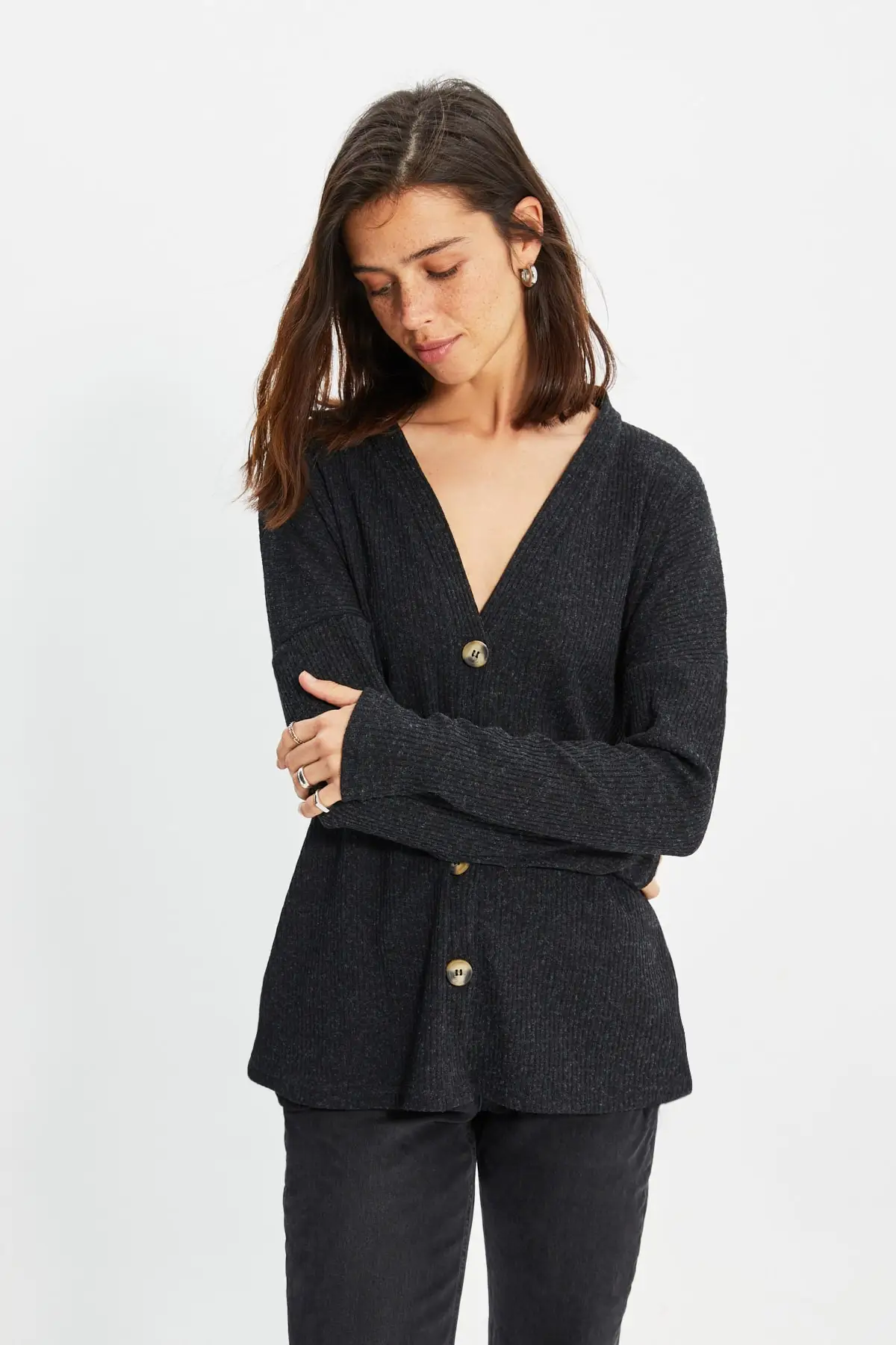 

Женский кардиган, Черная спортивная одежда, Свободный вязаный Повседневный вязаный качественный модный кардиган, свитеры, свободный свите...