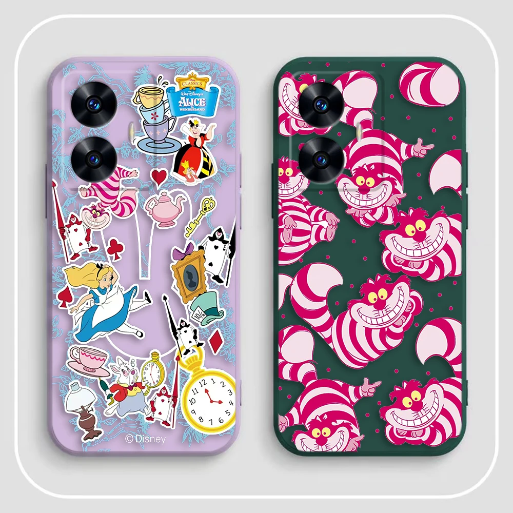 Чехол для телефона Disney Cheshire Cat Alice Realme C65 C63 C53 C35 C55 C33 C30 C21Y C20 C12 C11 GT 2 XT NARAO 20 30 50 Case Funda