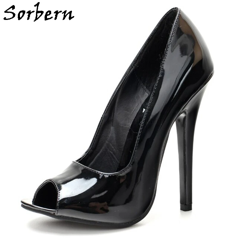 Туфли-лодочки женские на высоком каблуке 13-15 см без застежки с открытым носком |