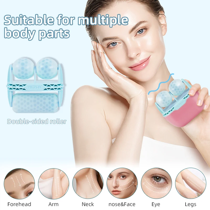 Двойной ролик Iceroller для охлаждения лица массажа глаз снятия усталости боли