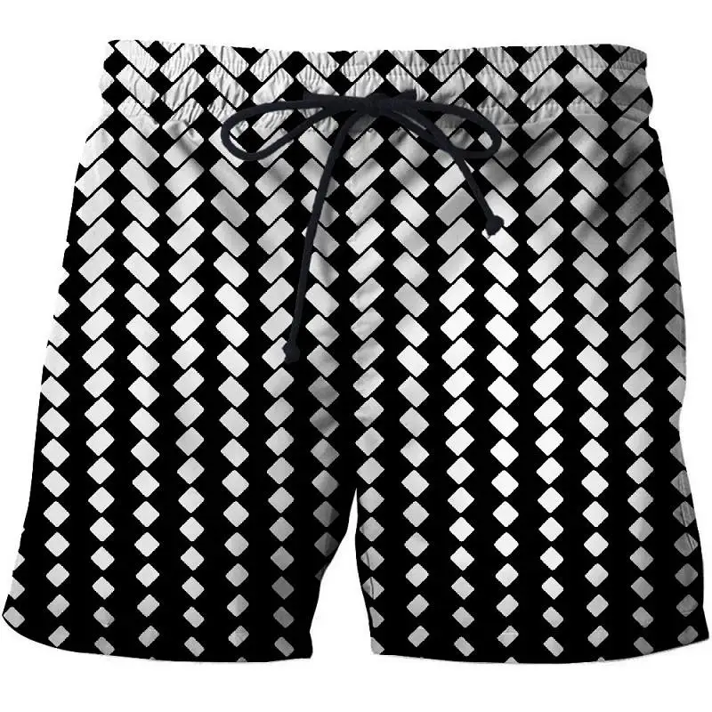 2022 New White Square Paint Beach Shorts Men Casual Board Shorts Plage Holiday Quick Dry Swimwear Streetwear