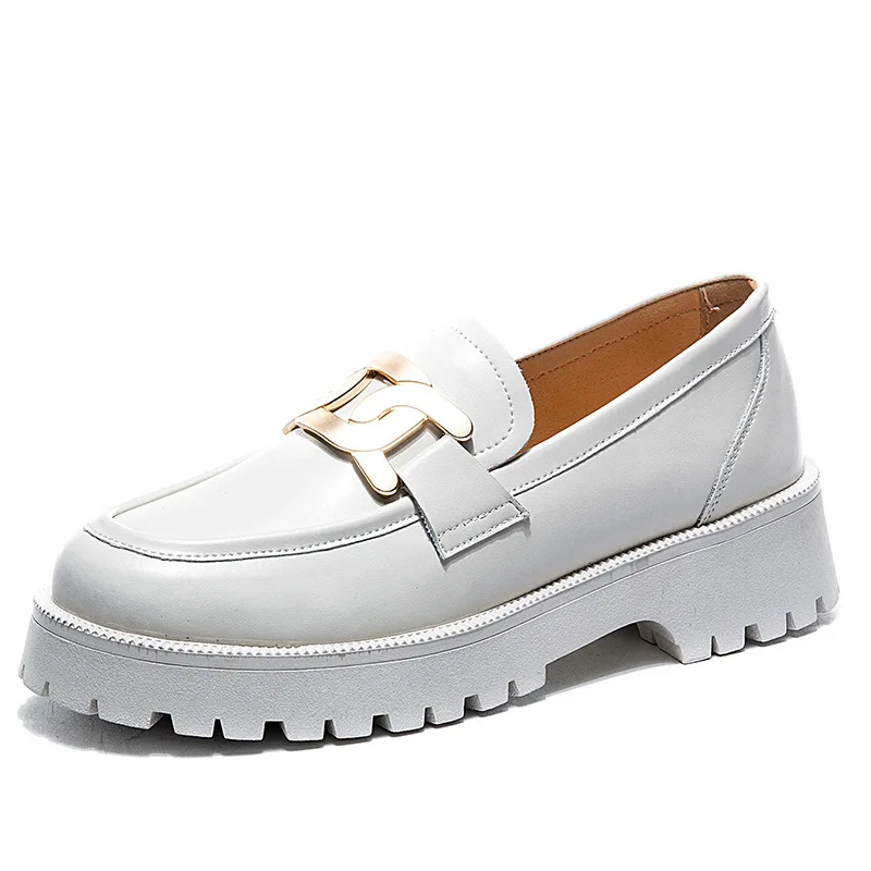 

Womens Shoes Women British Style 2022 Spring Thick-soled College Style Casual Loafers Genuine Leather Fashion Shoes Girls Shoes