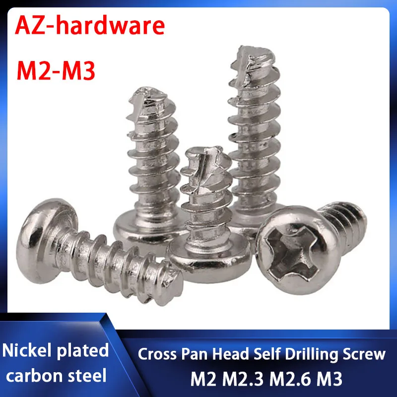

GuHua Phillips Round Head Cutting Tail Self Tapping Screws PT Nickel Plated Cross Pan Head Self Drilling Screw M2M2.6M3 500pcs
