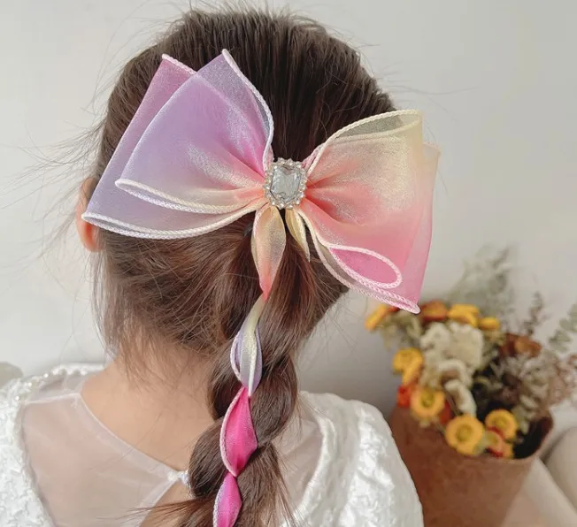 Новинка Детские аксессуары для волос девочек Радужная пряжа принцессы с