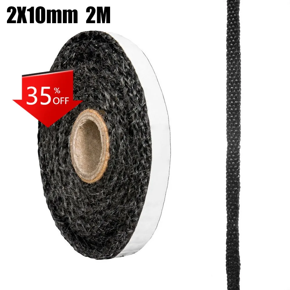 

Плоский шнур для плиты, самоклеящееся стекловолокно, сменный уплотнительный шнур для дверей камина, ширина 10/15 мм, длина 2 м, черный цвет