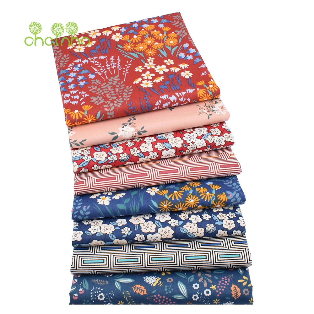 

Chainho,Printed Twill Cotton Fabric,DIY Sewing & Quilting Material,Patchwork Cloths,Wildflowers Home Textiles,8 Designs,3 Sizes