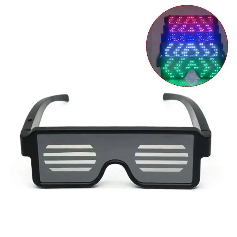 

Led Party Glasses APP Control Shield Luminous Glasses USB Charge DIY App Control Multilingual Quick Flash Led