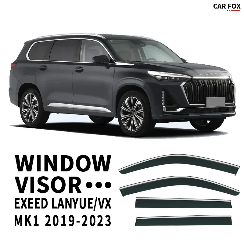 Фото Дефлекторы окон (ветровики) для Exeed Lanyue VX 2019-2023: защита от солнца и дождя, вентиляционные накладки, ветрозащитные дефлекторы, молдинги. №1