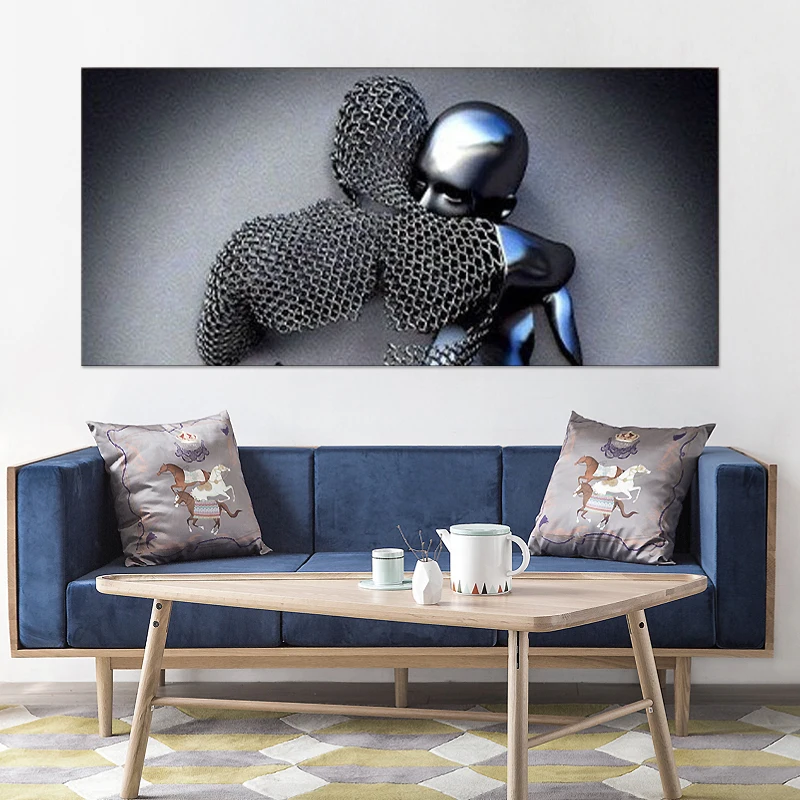 

Metal Figure Statue Art Canvas Painting Romantic Abstract Sculpture Poster and Prints Wall Picture Modern Living Room Home Decor