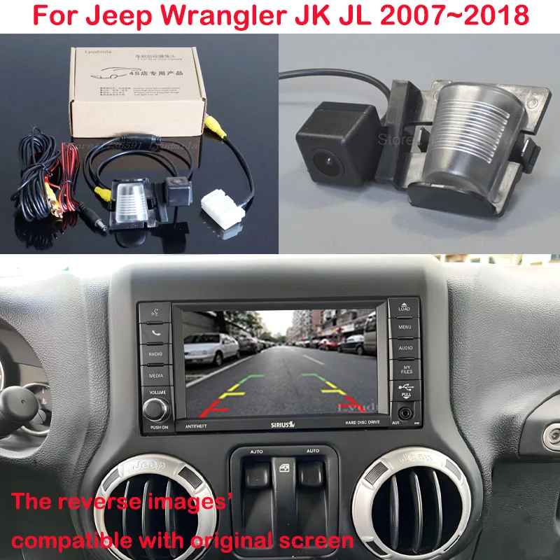 

Автомобильная камера заднего вида для Jeep Wrangler JK JL 2007 ~ 2018 RCA-адаптер Кабель заднего вида Подключение оригинального экрана HD ночного видения