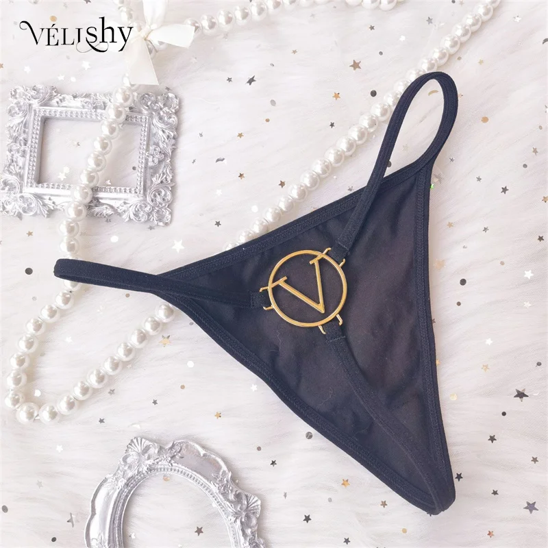 

Женские металлические лоскутные сексуальные трусики с V-образным вырезом и буквами, женские стринги с низкой талией, нижнее белье, эротичес...