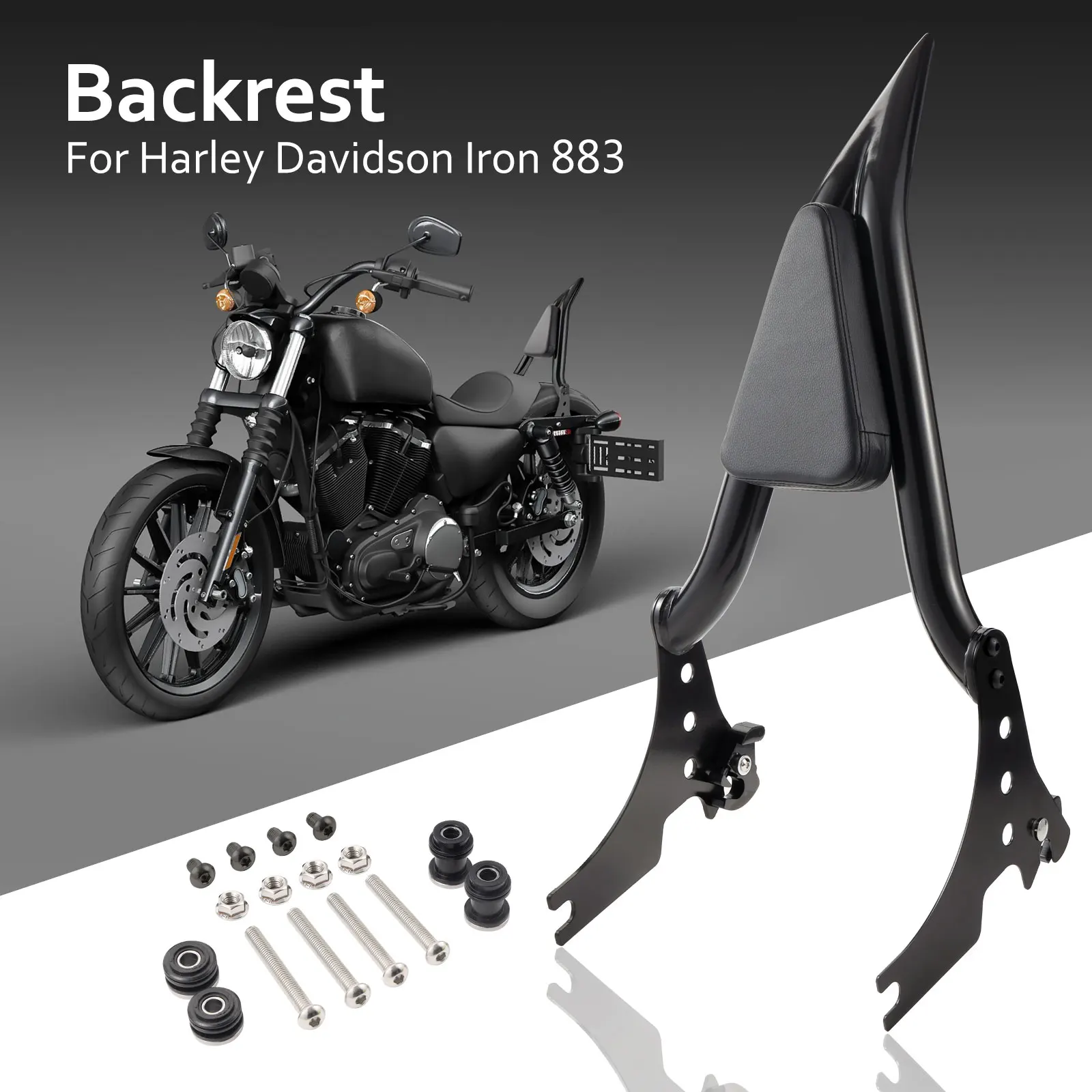 

Motorcycle Detachable Rear Passenger Backrest w/Cushion Pad Sissy Bar Back Rest For Harley Sportster XL 1200 883 2004-2021