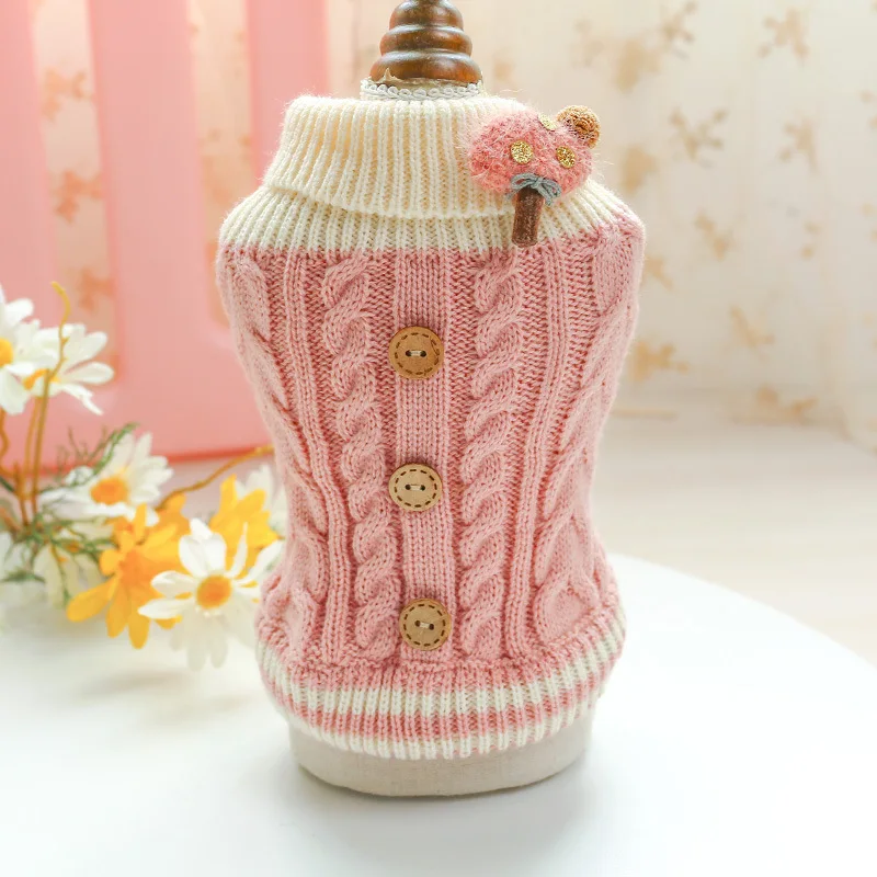 

Dog Pet Clothes Cat Classic Knited High Collar Sweater Sweet Colorful Pet Winter Warm Clothes Puppy Kitty Two-legged Clothing