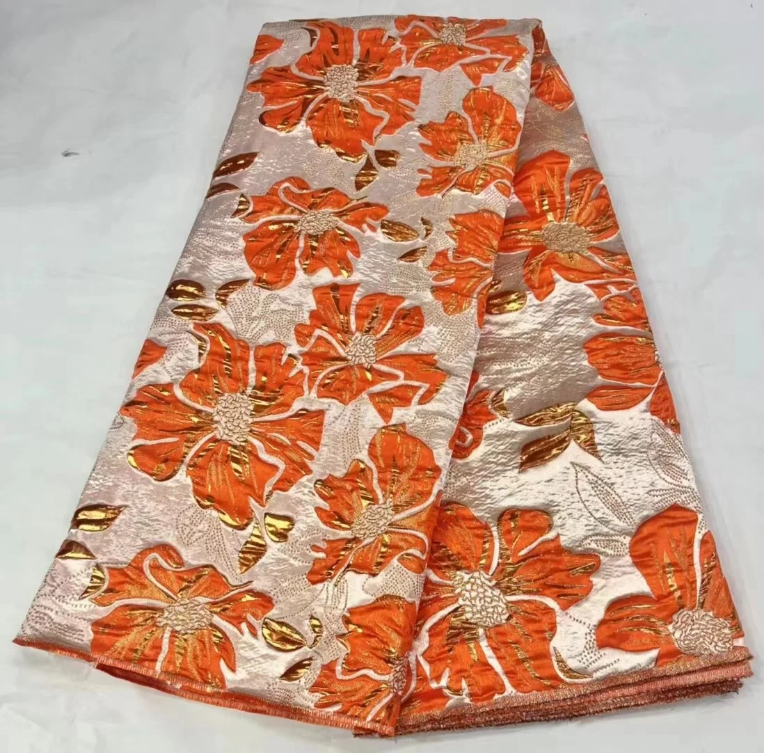 

Latest 5 Yards Guinea Brocade Jacquard Fabric African Lace 2022 High Quality Nigerian Brocade Fabrics for Wedding Dress