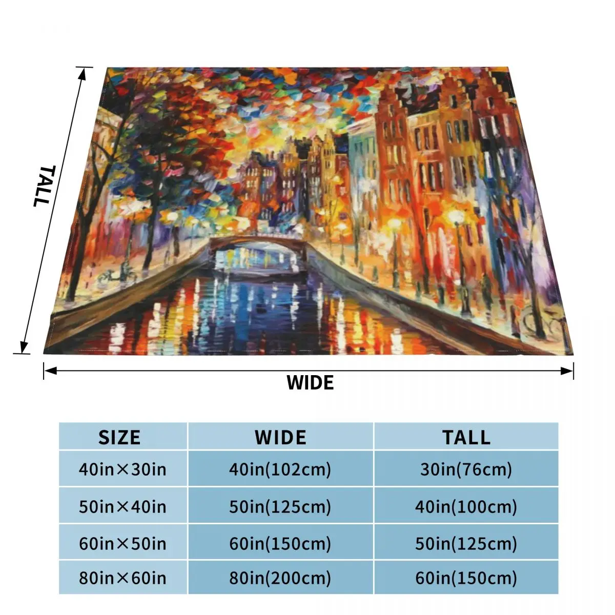 Амстердам-Ночной канал-Leonid Afremov ультра-мягкое Флисовое одеяло