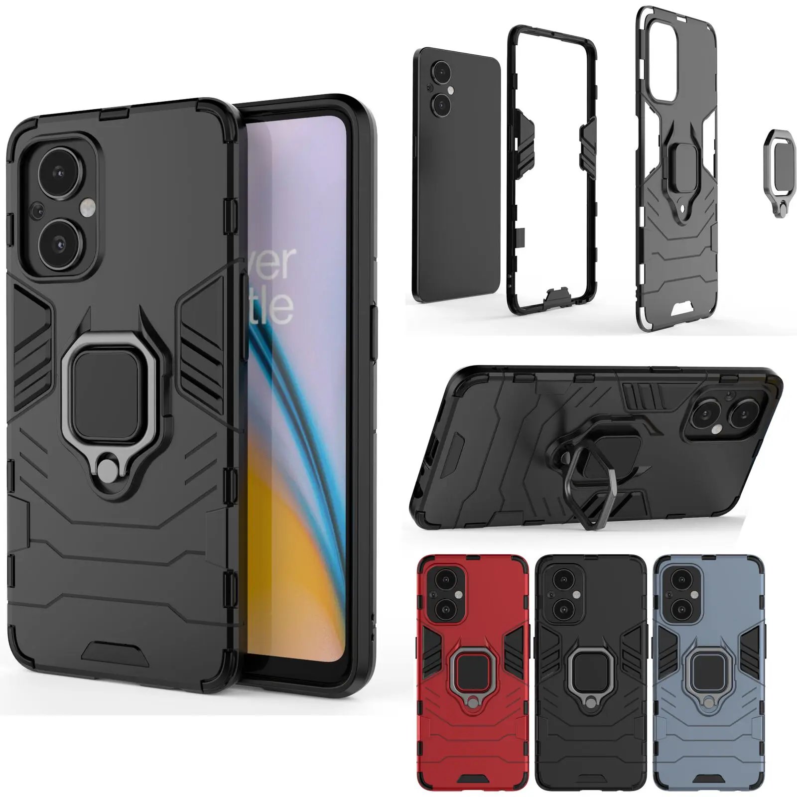 

Armor Protective Magnetic Ring Case Hybrid Stand Cover For Oneplus 5G N20 Shockproof Ring Holder Rugged Armor Hybrid