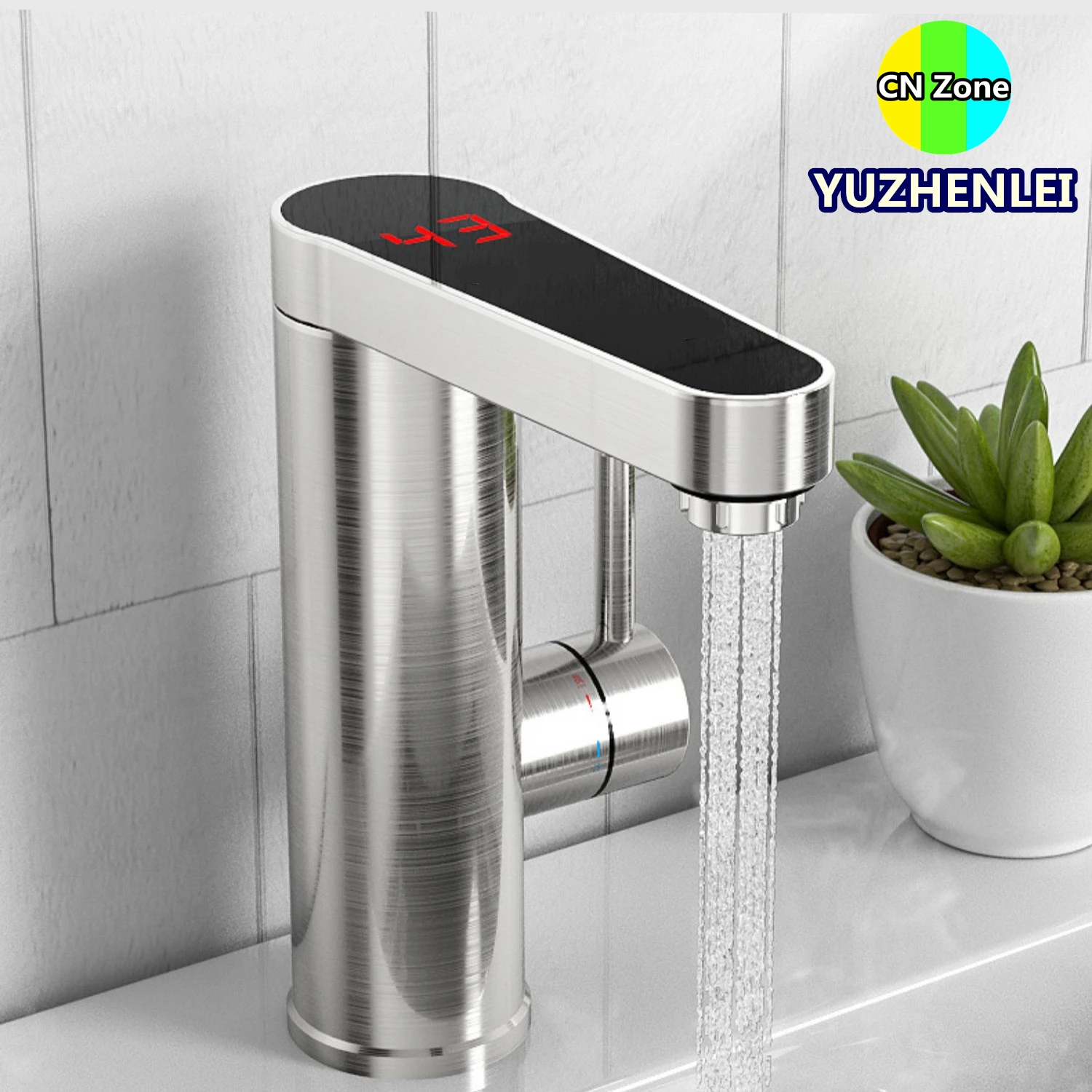 Stainless Steel Instant Hot Water Tap Electric Fast Faucet Heater Tankless Heating 3.4kw Kitchen Washroom Balcony Cold-hot dual-