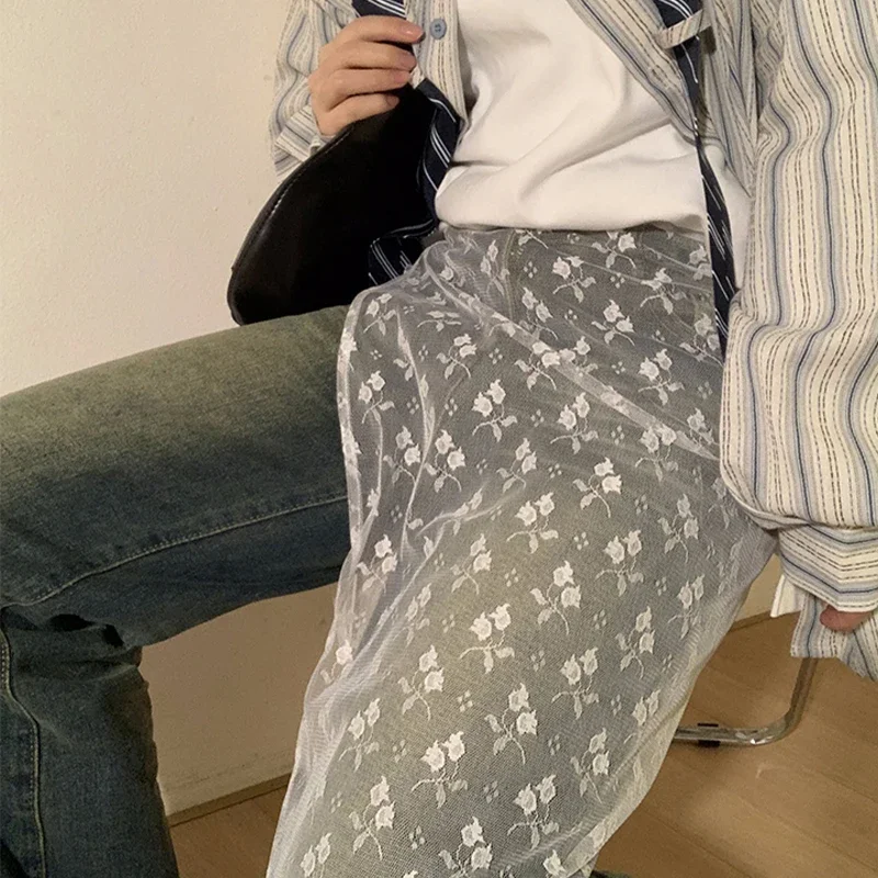 Весна-лето 2024 многослойная юбка цельнокроеная джинсовая в балетном стиле фартук