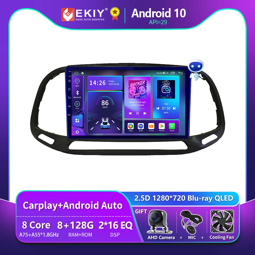 

EKIY T900A Android 10 Car Radio For Fiat Doblo 2015-2019 Autoradio Blu-ray 1280*720 IPS/QLED Multimedia Player Navi GPS No 2 Din