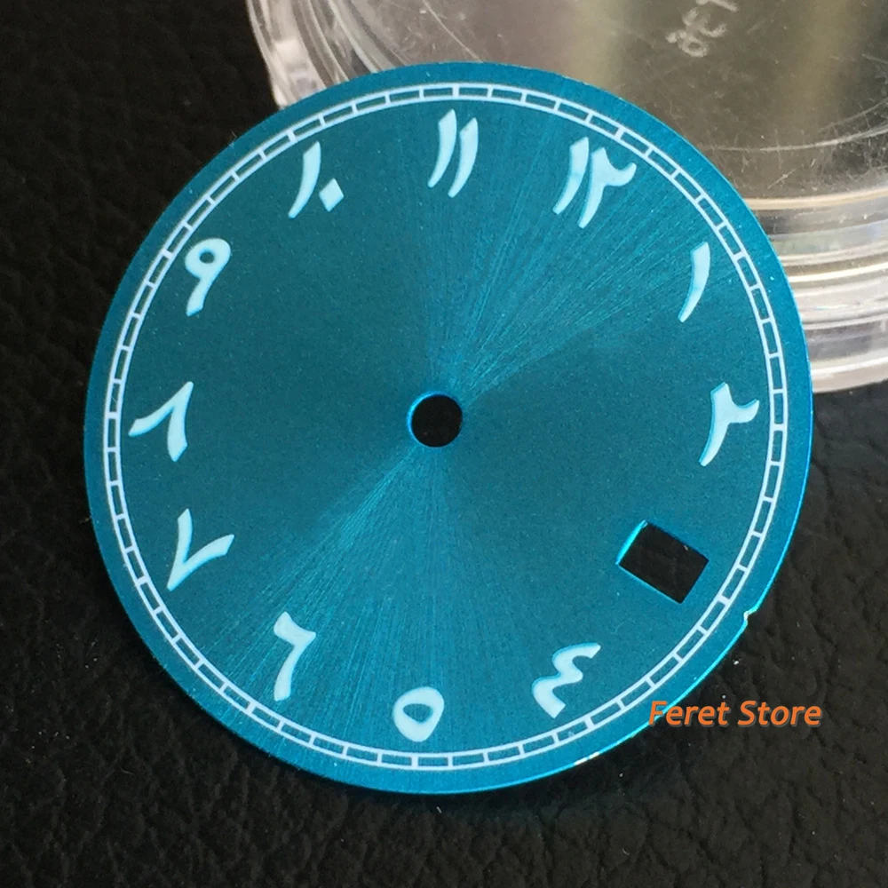 

New Blue/Green/Purple/Pink/Black 29mm Watch Dial Date Window Green Luminous Fit for NH35A NH36A Automatic Movement