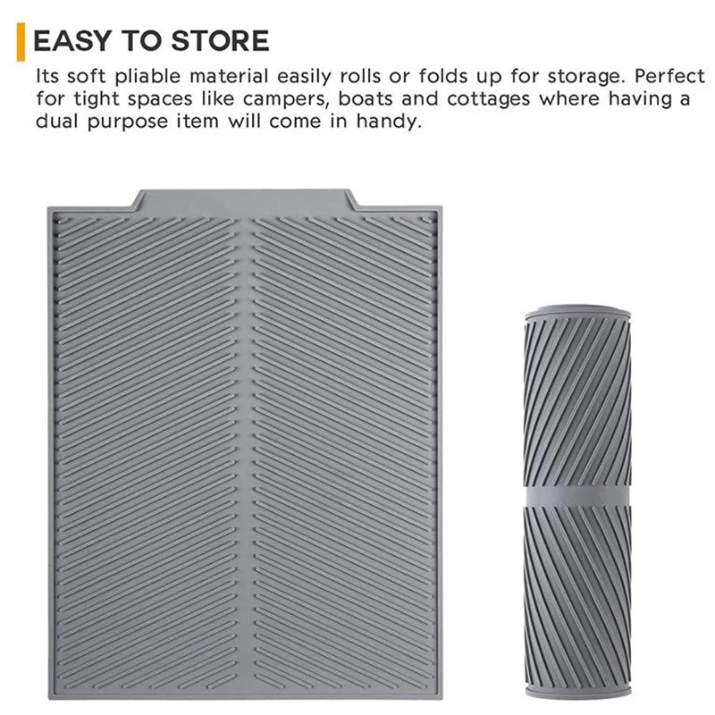 Силиконовый коврик для сушки посуды большой термостойкий Настольный столовая