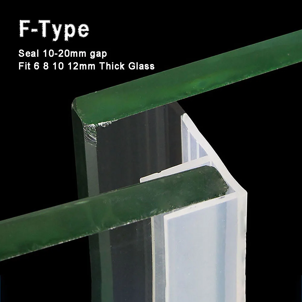 

F-Type Silicone Bath Shower Screen Door Seal Strip, Fit 6/8/10/12mm Glass, Seal 10-20mm Gap, Glass Door Window Weatherstrip