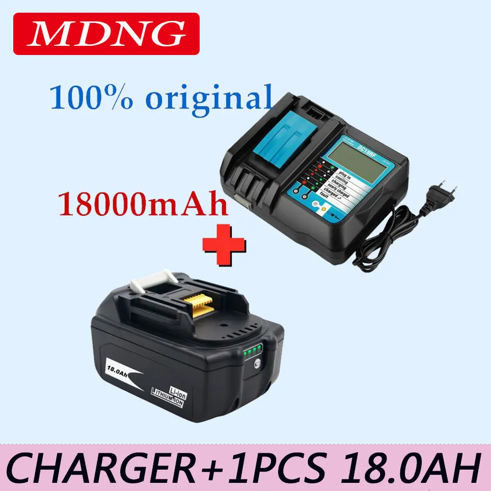

Original 18V 18.0Ah Battery Li-Ion Battery Replacement Power Battery for MAKITA BL1880 BL1860 BL1830battery+4A Charger