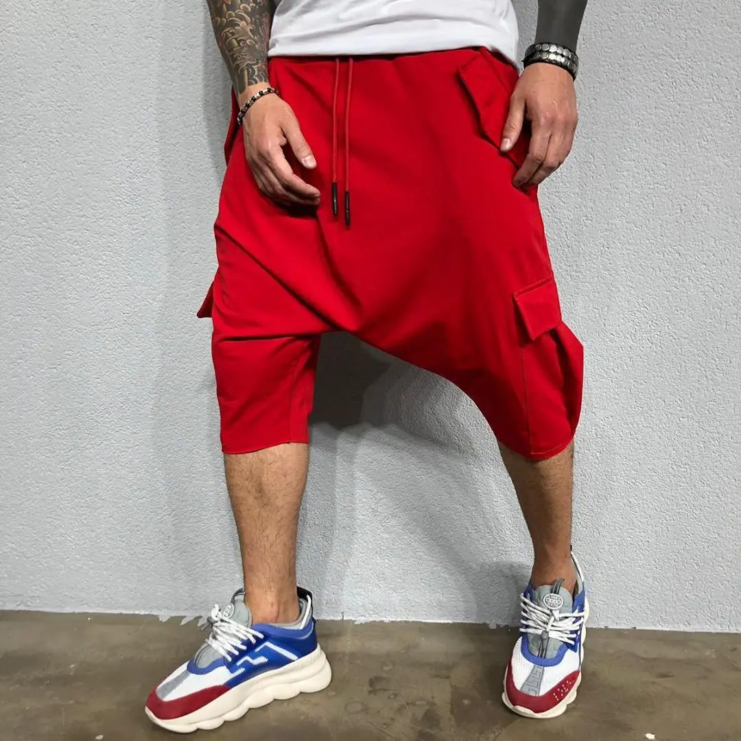 

Pants Trousers Sports Cropped Harem Multi-pocket Short Style Breathable Baggy Male Dancing 2021 Hop Men's Pants Casual Hip Solid