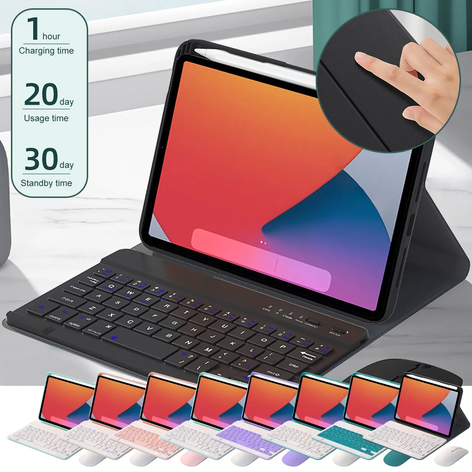 

Tablet Stand Cover with Charging Cable Mouse keyboard For IPad Mini 6 8.3in Generation Backlit Bluetooth Keyboard Mouse Cover