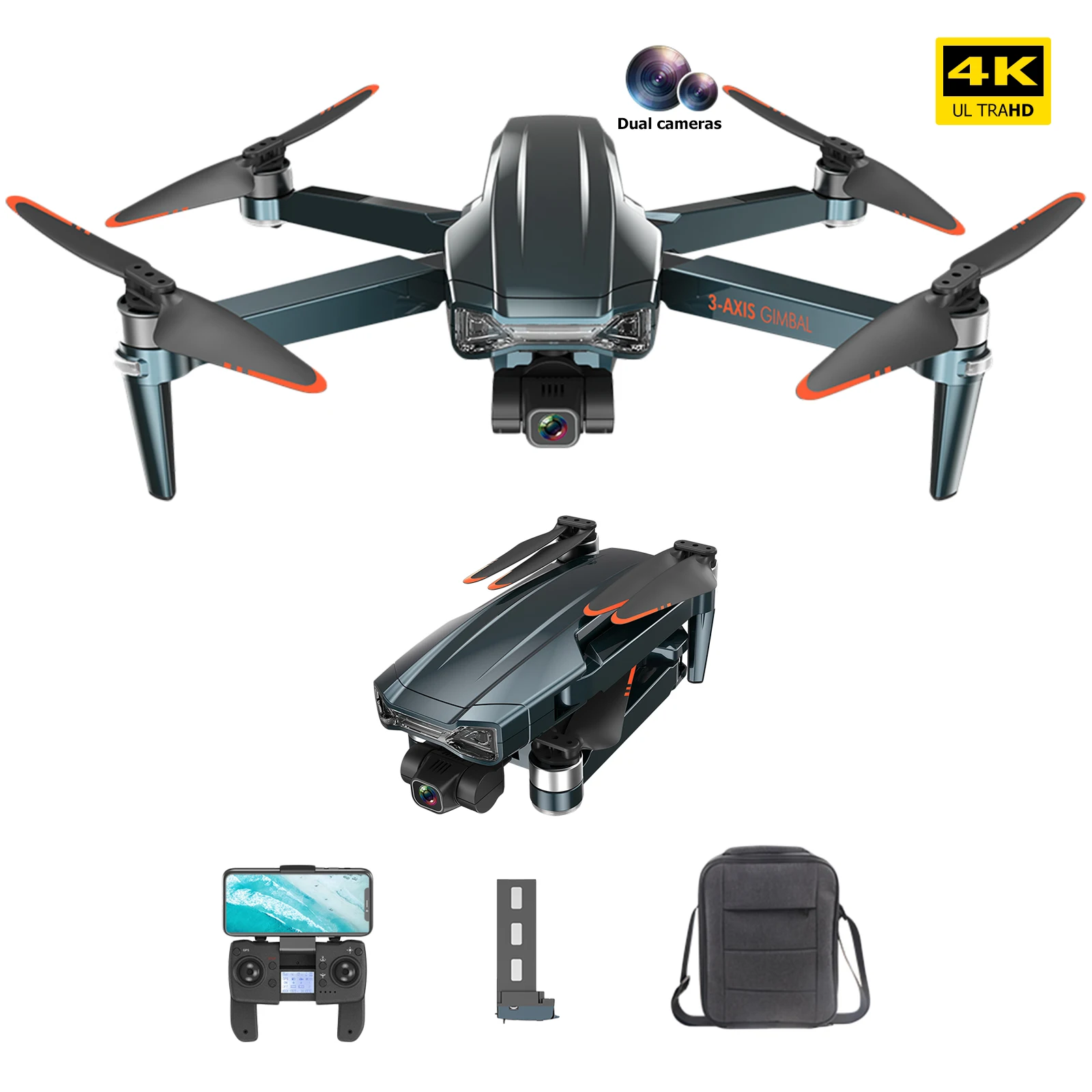 

F186 GPS Дрон с камерой для взрослых 4K, FPV складной Квадрокоптер для начинающих с позиционированием оптического потока, трехосевой Mechan