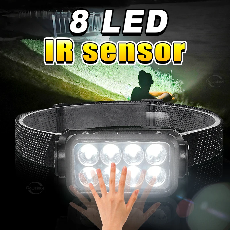 

LED Induction Headlight USB Rechargable Head Torch Work Light Waterproof Headlamp With Built-in Battery For Outdoor Camp Running